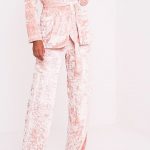 Styled & Disturbed Creatures of Comfort Pretty Little Thing Marisha blush crushed velvet wide leg pant